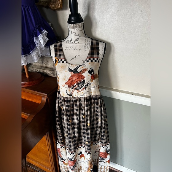 🧡 Rare Vintage Handmade Halloween Witch Black Cat Pumpkin Harvest Dress M‼️FINAL - Picture 2 of 9